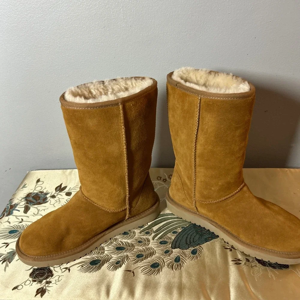 Koolaburra by UGG Victoria Tall Chestnut Suede Boots Womens 7 1017089